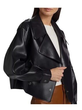 FREE PEOPLE faux leather crop jacket. sz xs